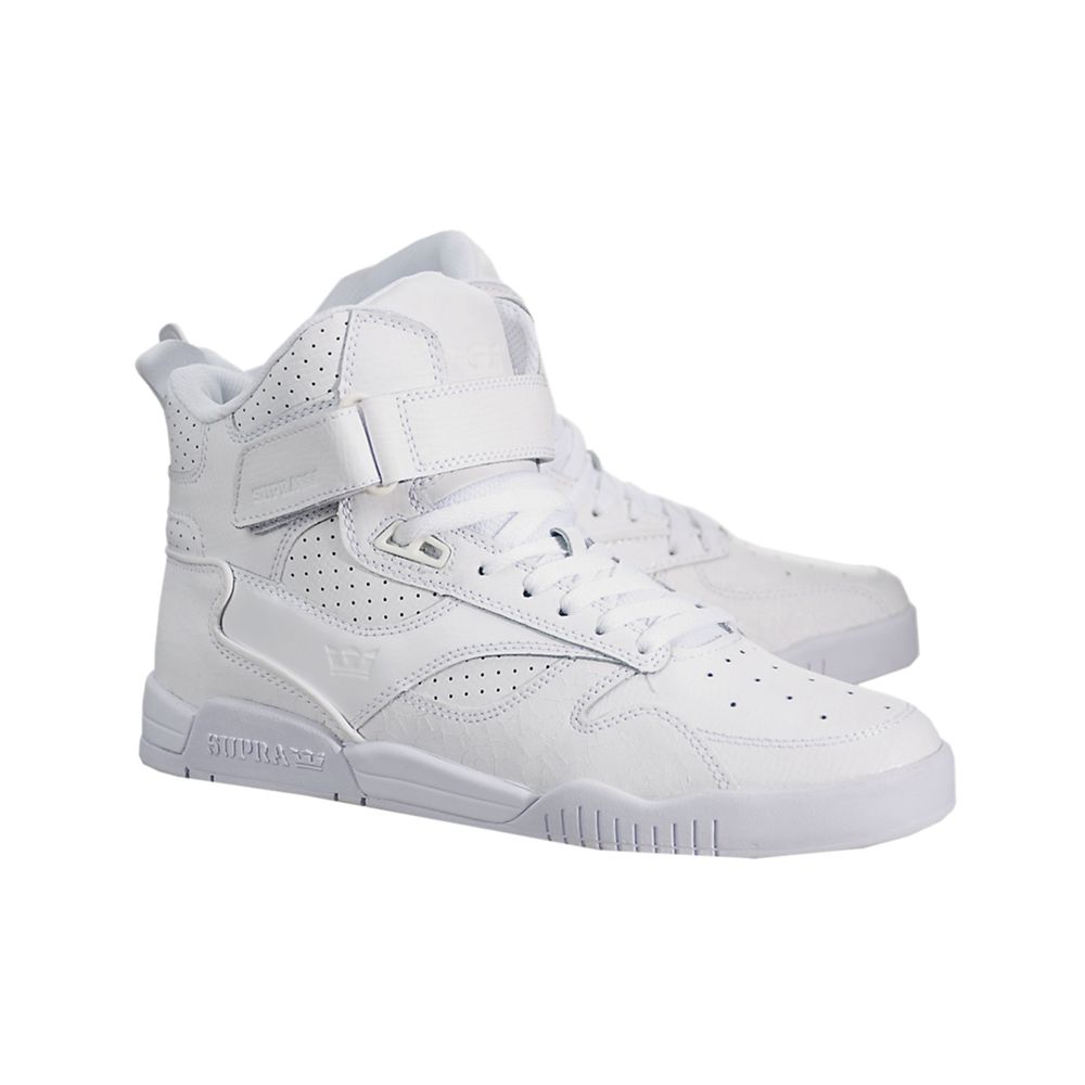 Baskets Montantes Supra Bleeker Blanche White/White Homme | JWS-88604455